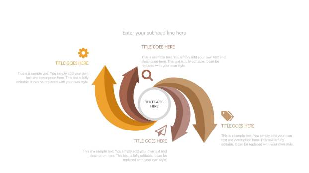 黄色并列递进关系PPT图表模板9