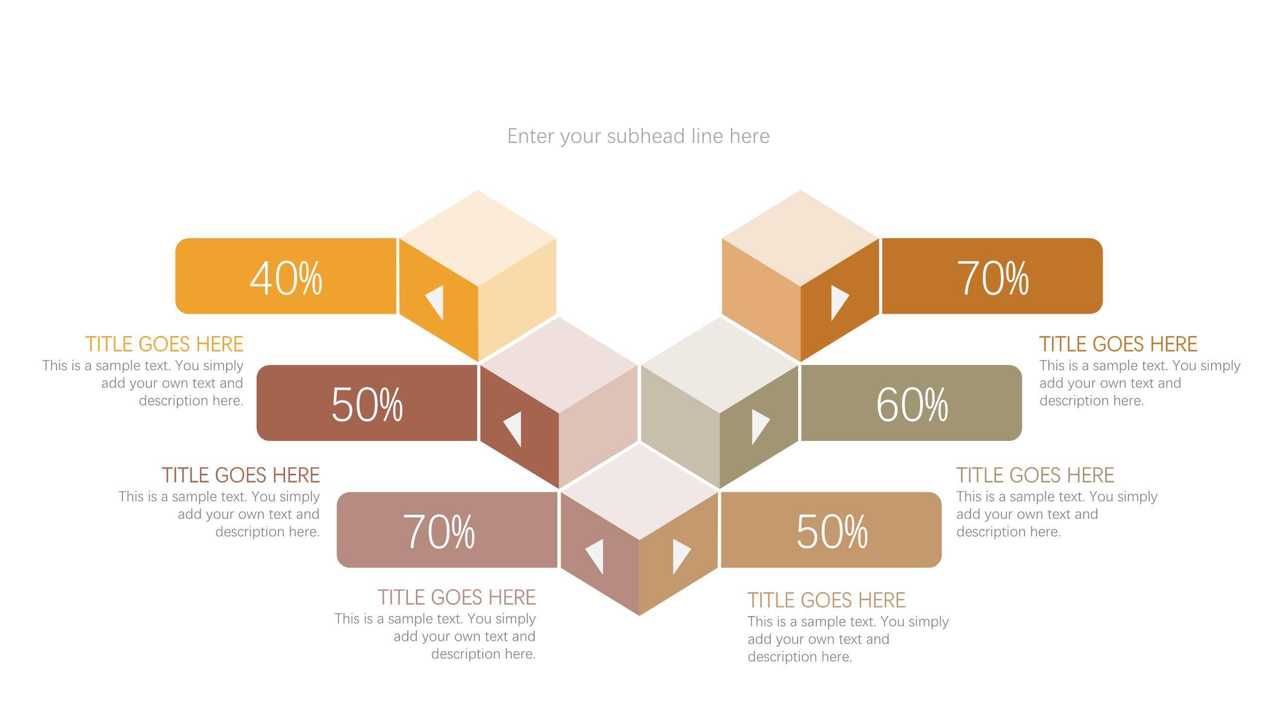 黄色并列递进关系PPT图表模板1