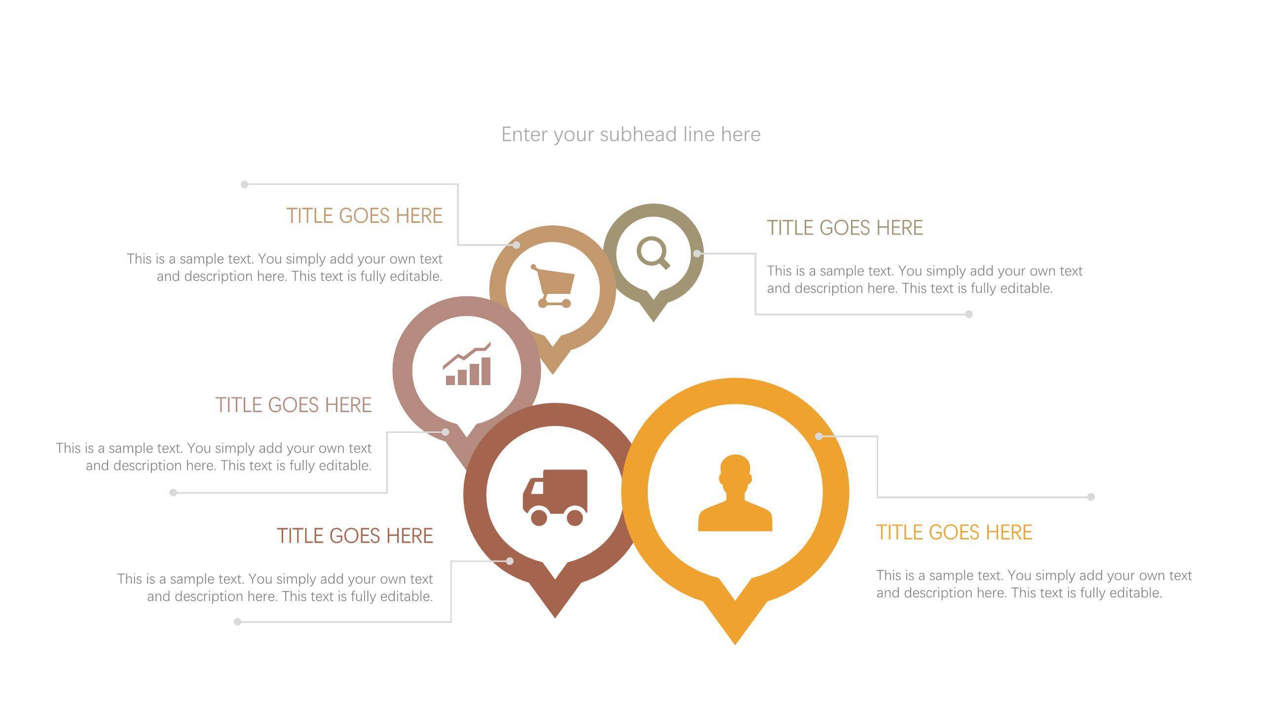 黄色并列递进关系PPT图表模板2