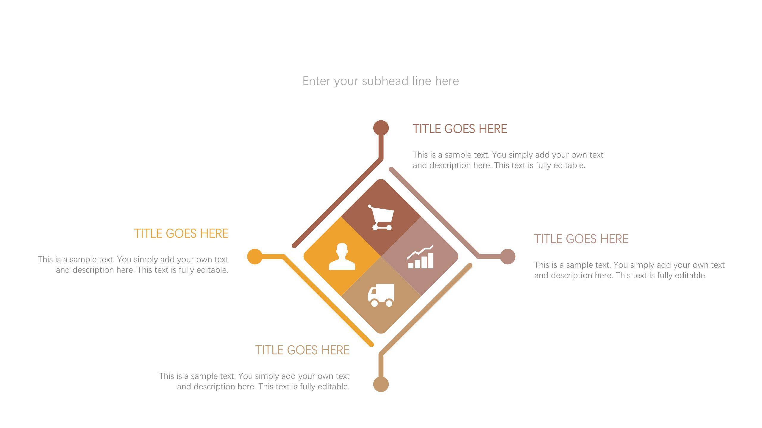 黄色并列递进关系PPT图表模板3