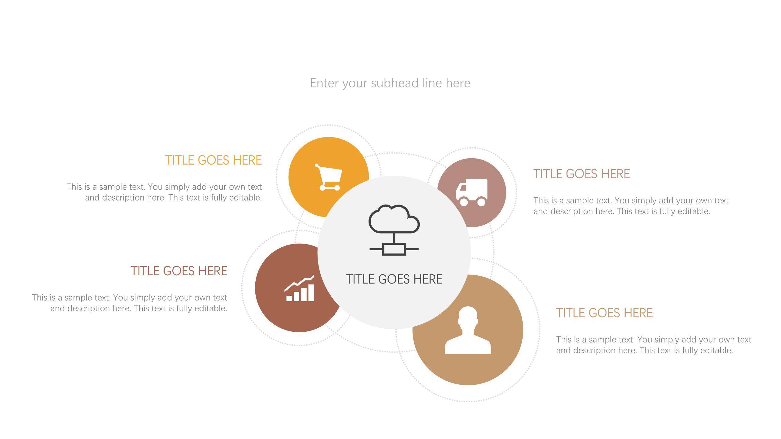 黄色并列递进关系PPT图表模板4
