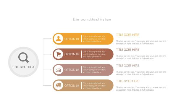 黄色并列递进关系PPT图表模板6