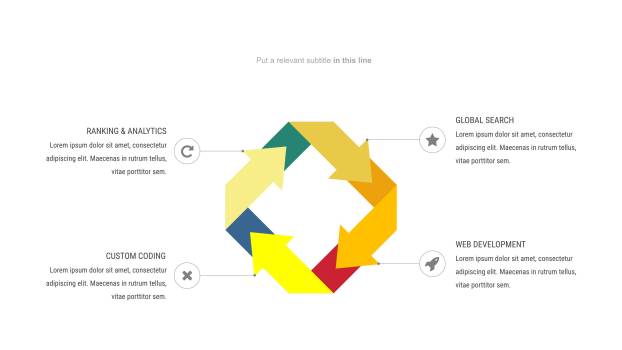 黄色关联关系PPT图表模板9