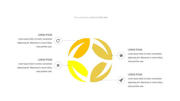 黄色关联关系PPT图表模板1