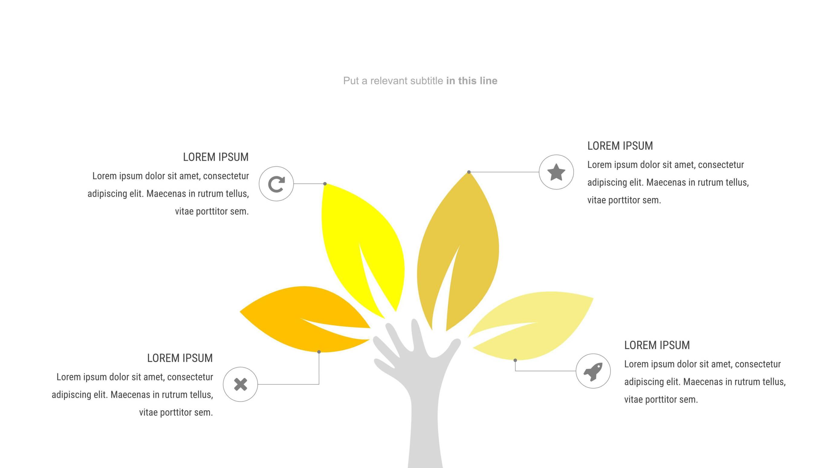黄色关联关系PPT图表模板4