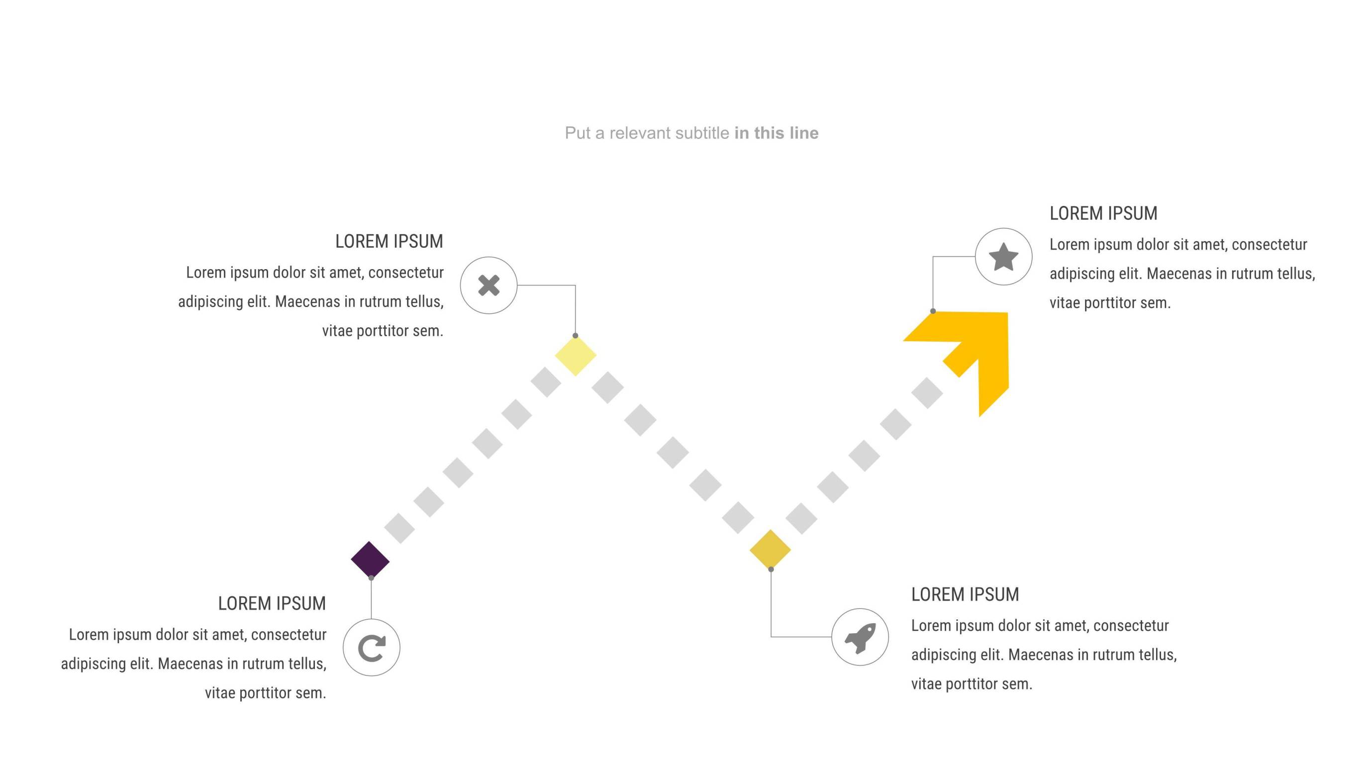 黄色关联关系PPT图表模板5