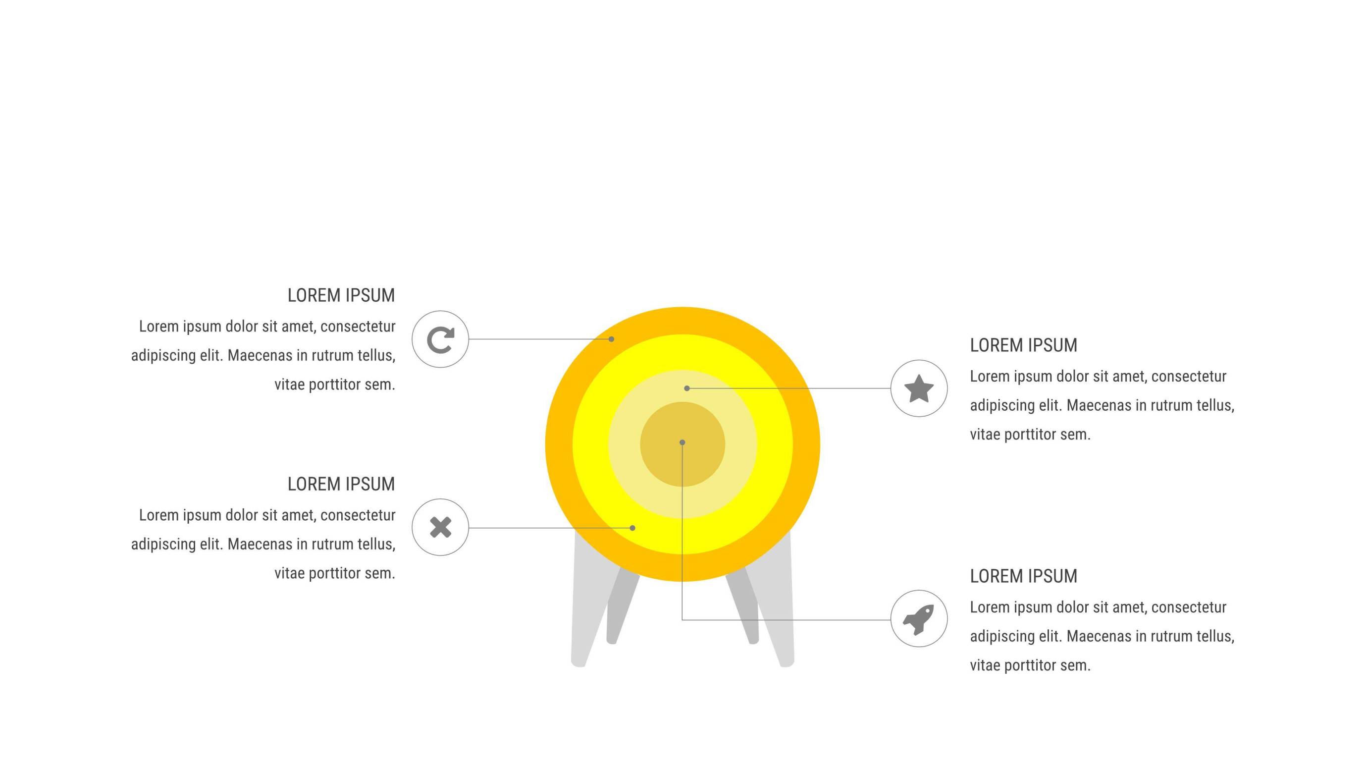 黄色关联关系PPT图表模板6