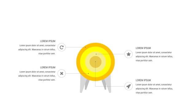 黄色关联关系PPT图表模板6