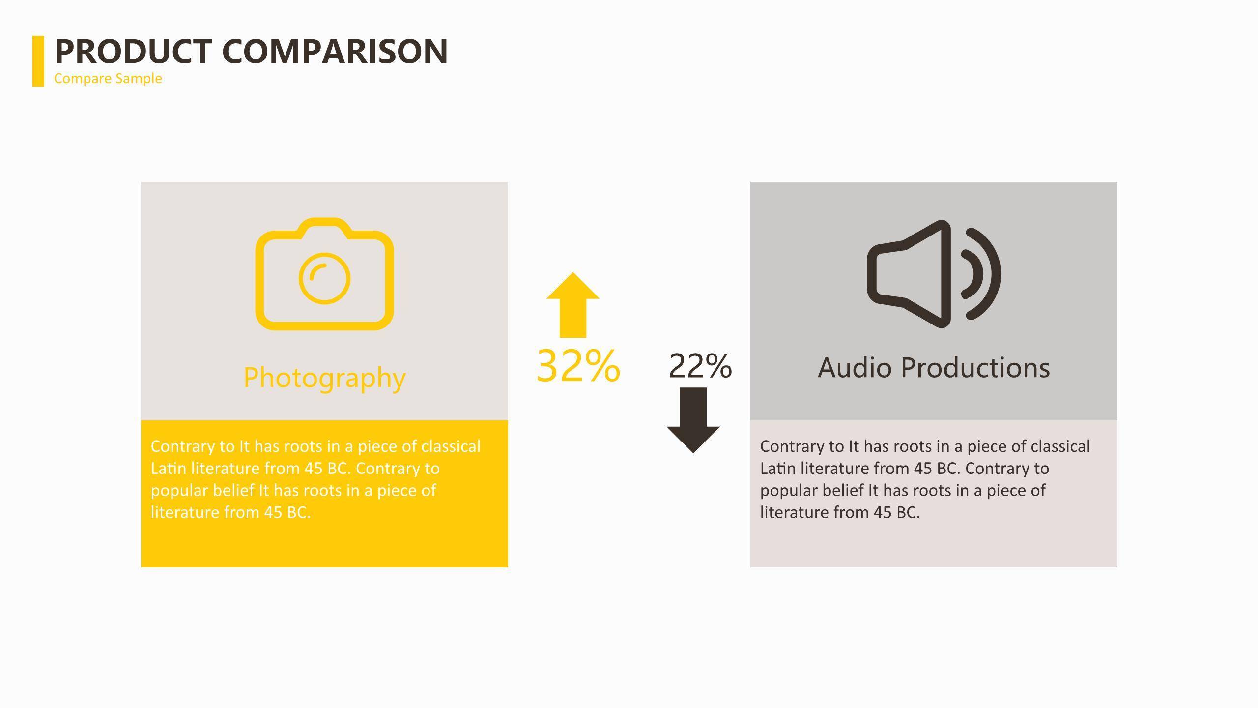 黄色数据关系PPT图表模板2