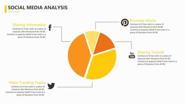 黄色数据关系PPT图表模板5
