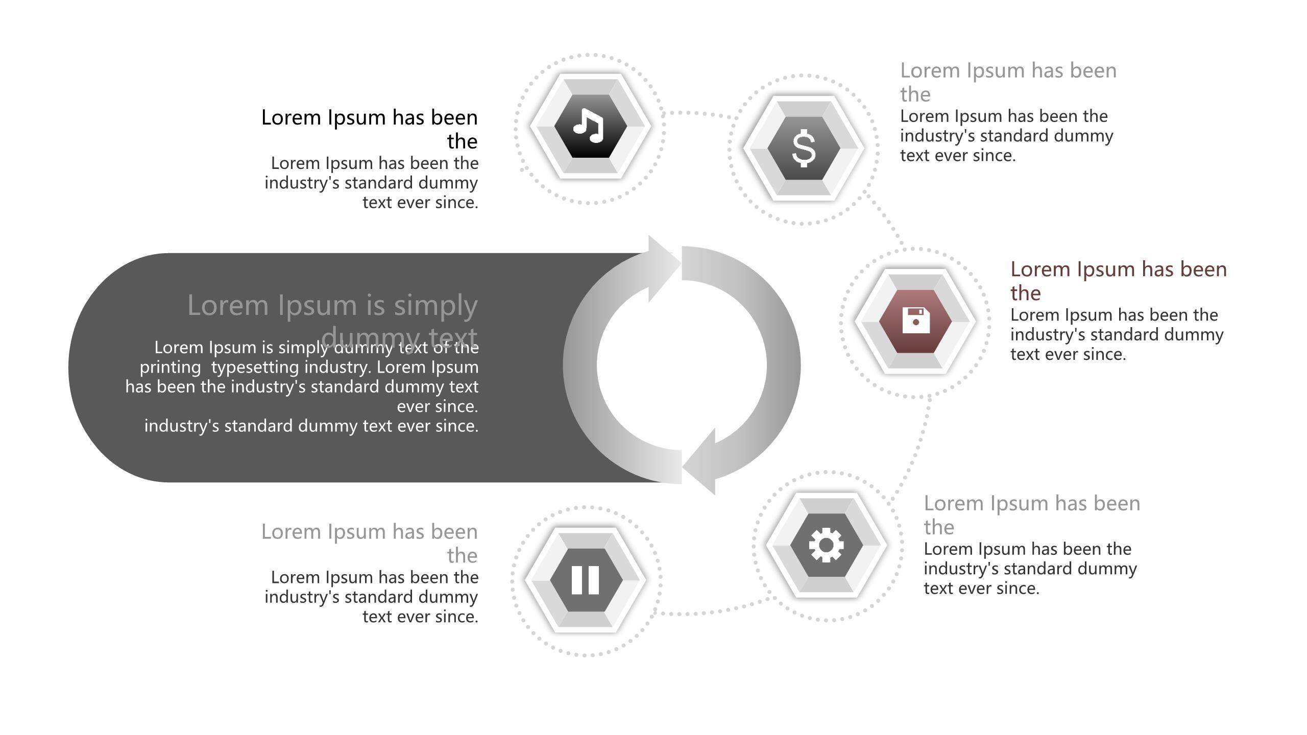 灰色雷达图PPT图表模板8
