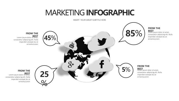 灰色雷达图PPT图表模板1