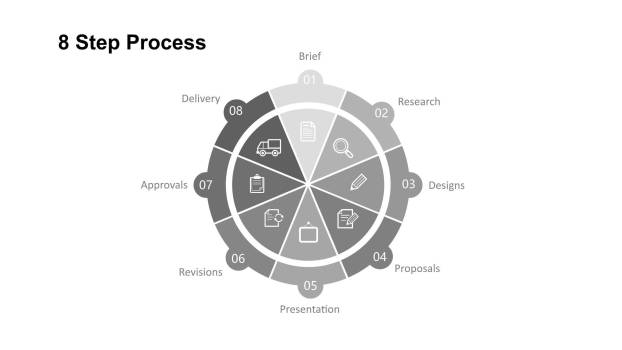 灰色雷达图PPT图表模板6