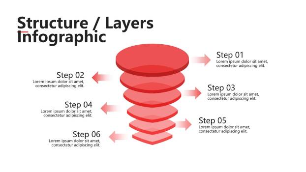 简洁红色数据分析模型PPT图表模板8