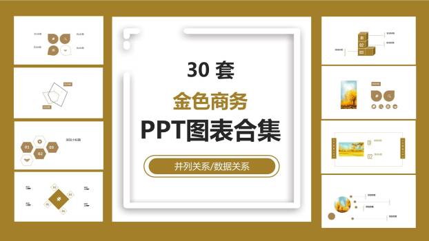 金色图表PPT图表模板0