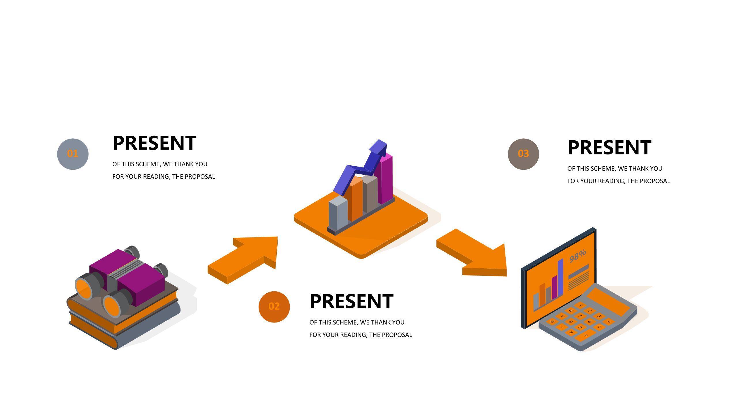 橘灰配色商务PPT图表模板PPT图表模板8