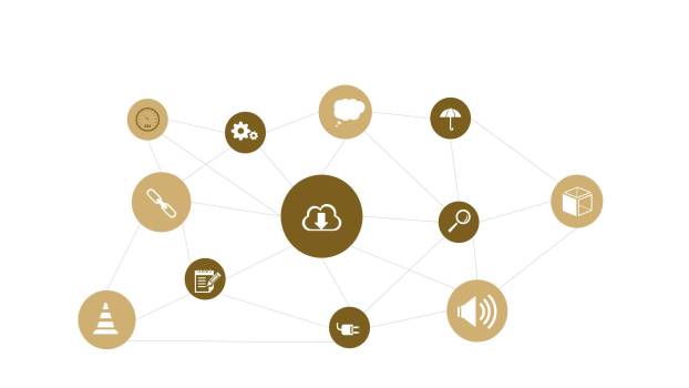 咖啡色总分关系PPT图表模板8