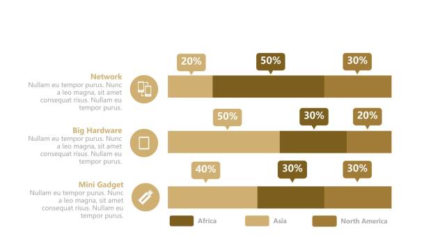 咖啡色总分关系PPT图表模板1