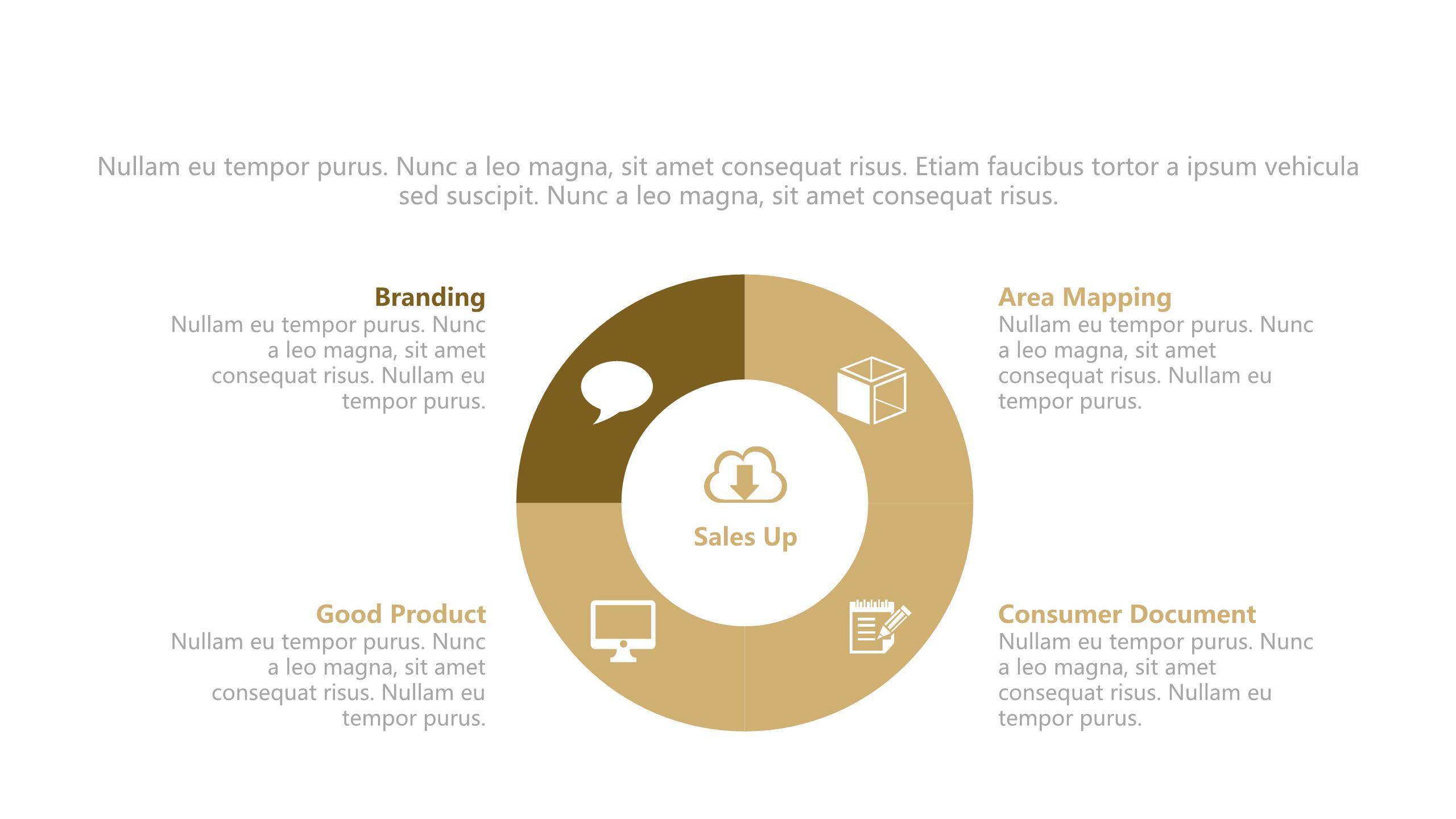 咖啡色总分关系PPT图表模板3