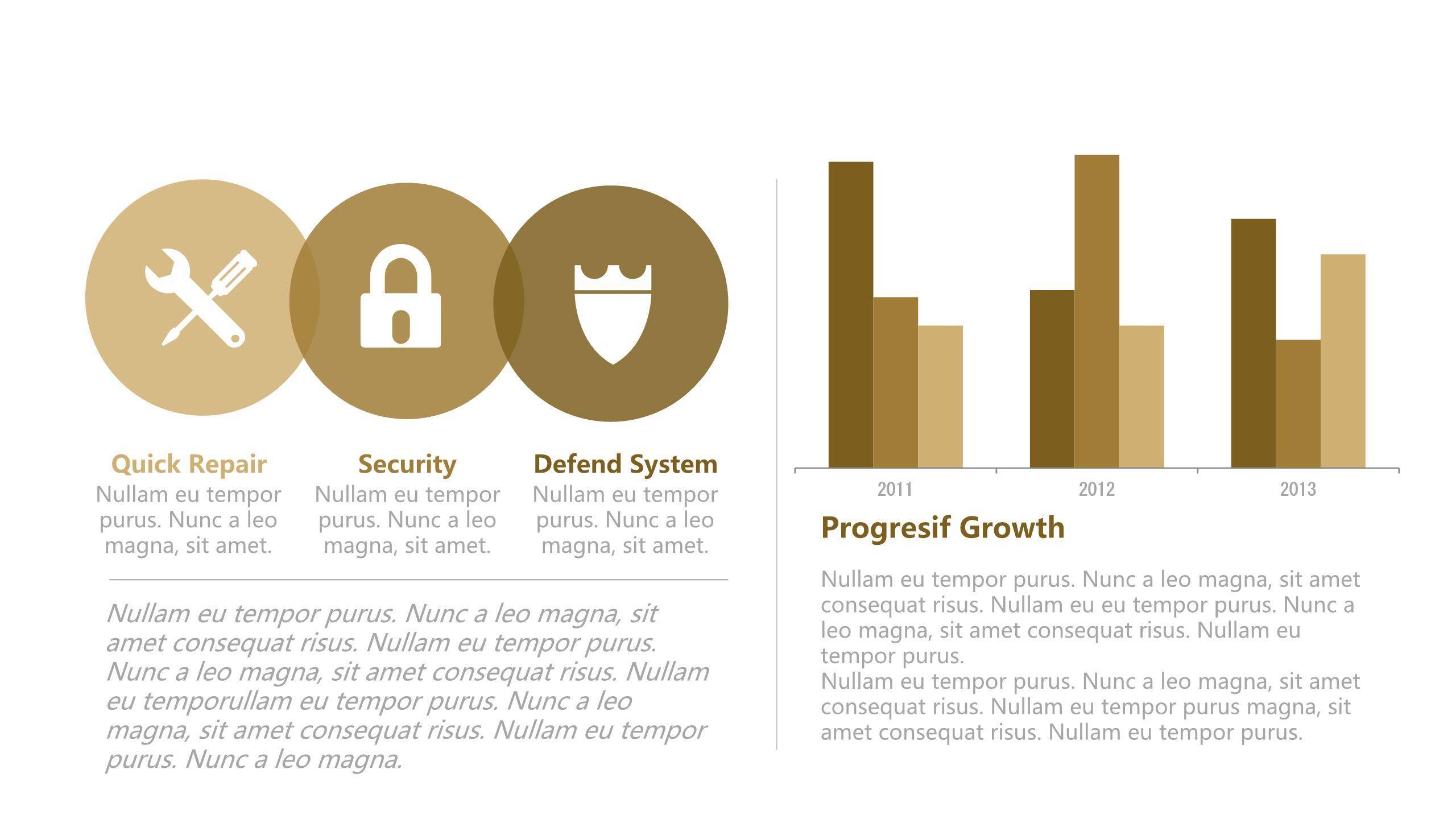 咖啡色总分关系PPT图表模板4