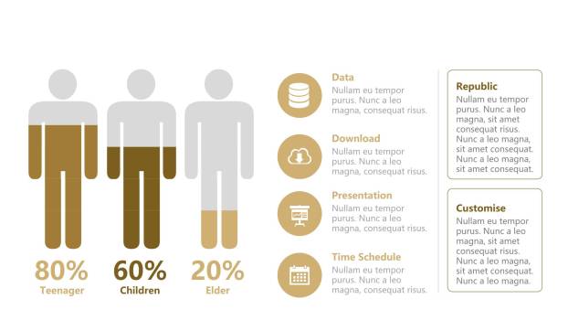咖啡色总分关系PPT图表模板7