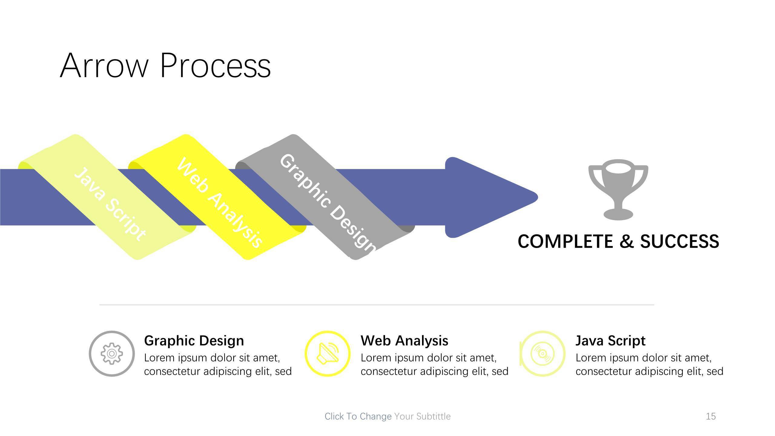蓝黄配色递进关系PPT图表模板6