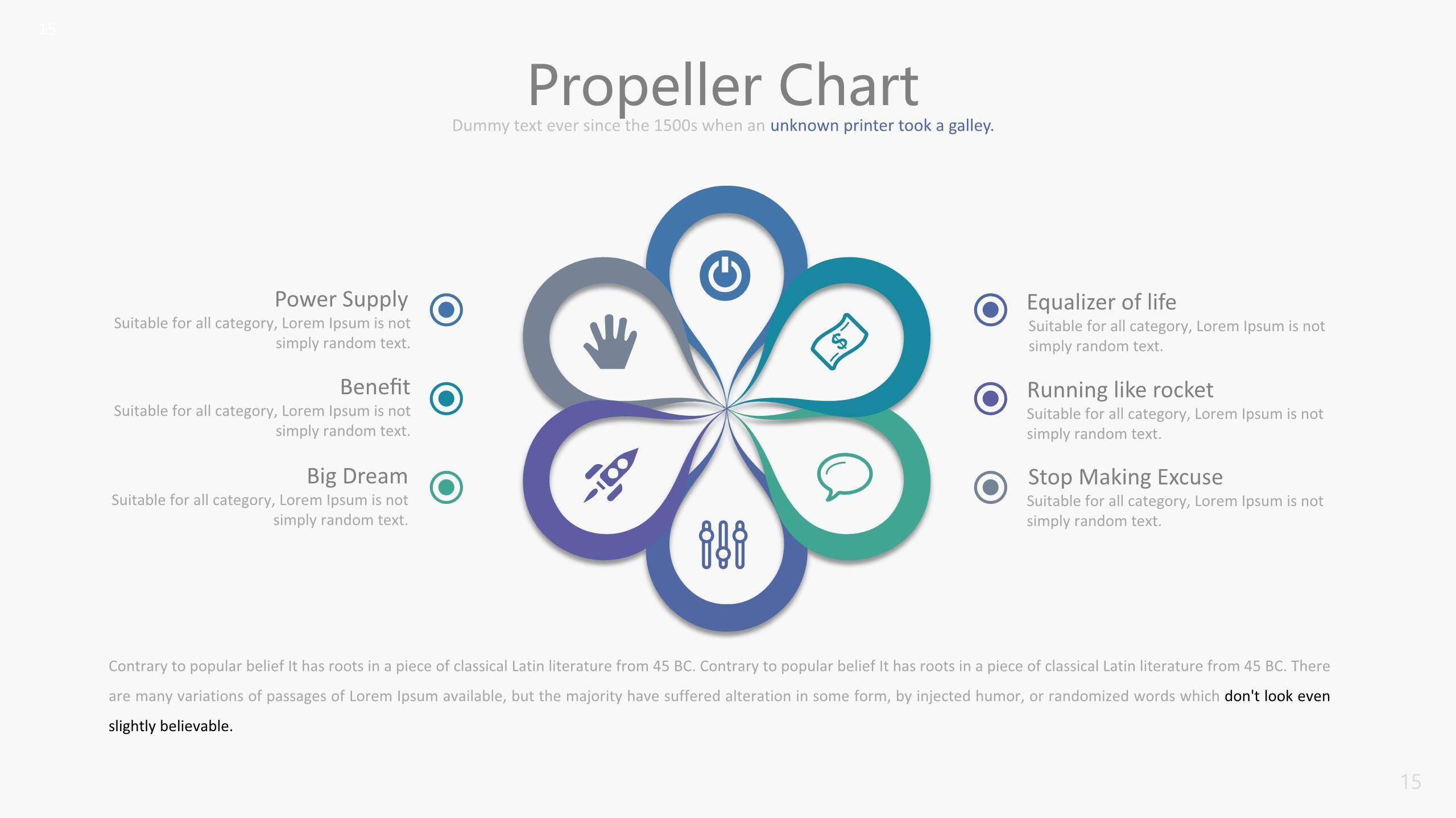 蓝绿色数据统计ppt图表模板6