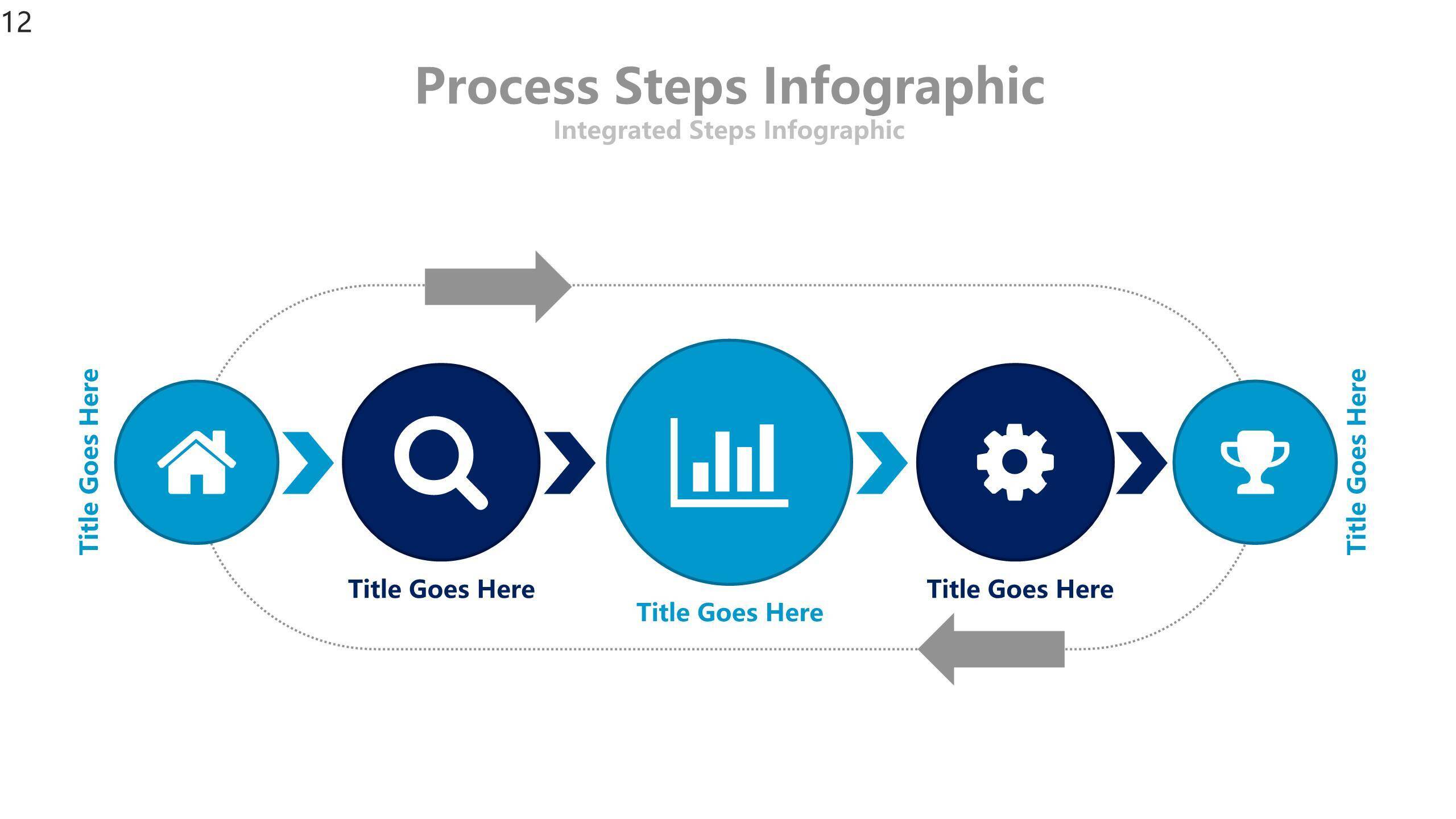 蓝色扁平化流程图PPT图表模板3
