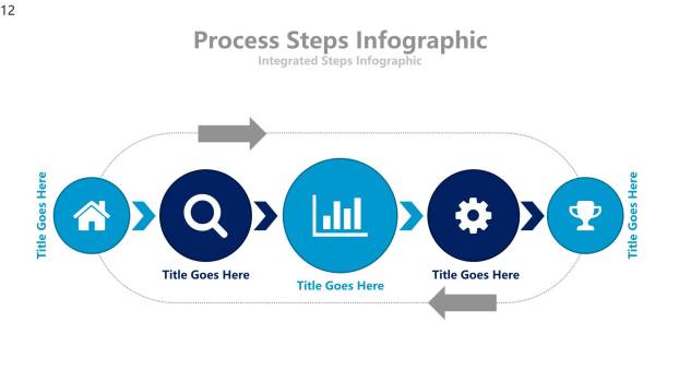 蓝色扁平化流程图PPT图表模板3