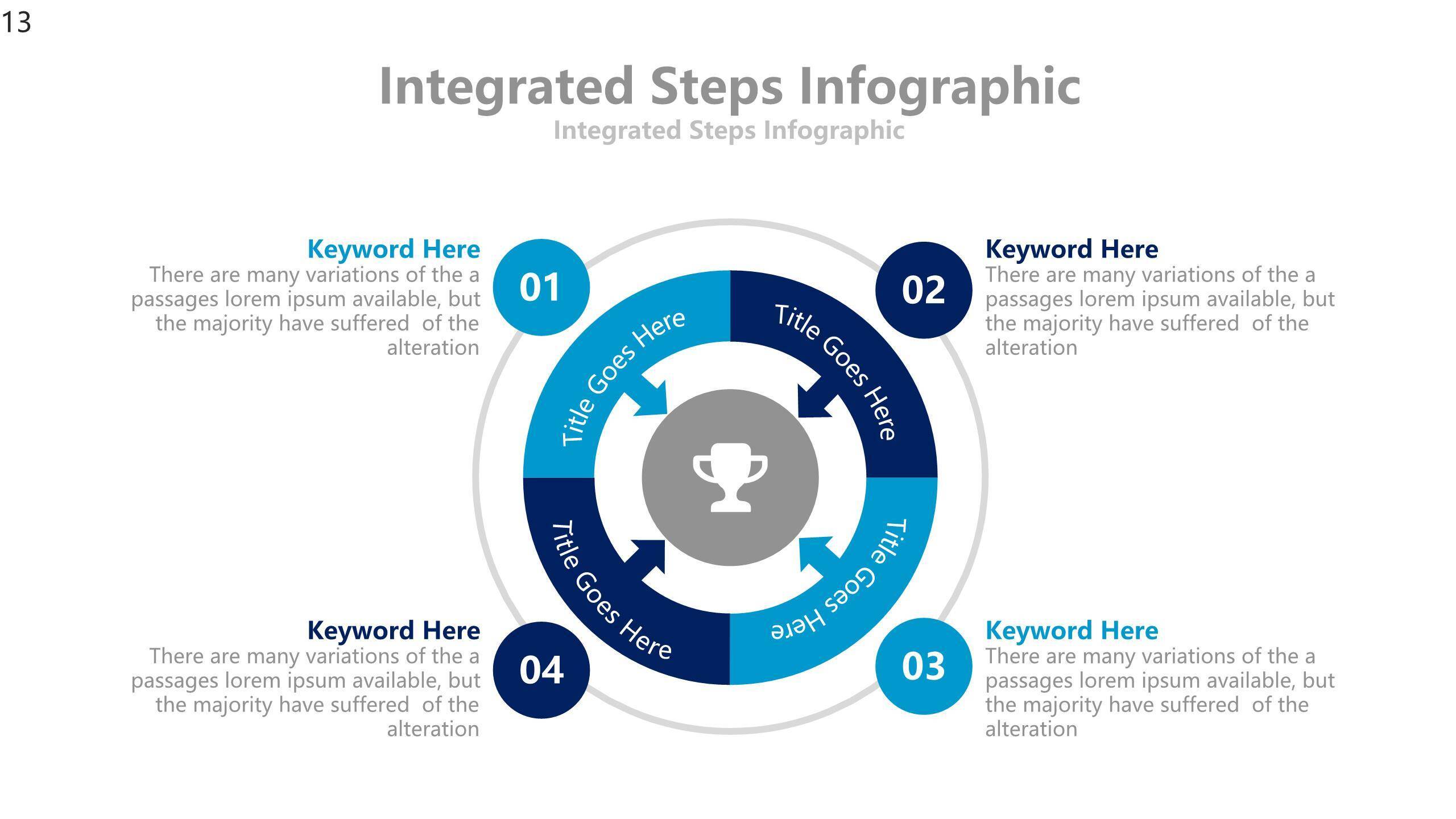 蓝色扁平化流程图PPT图表模板4