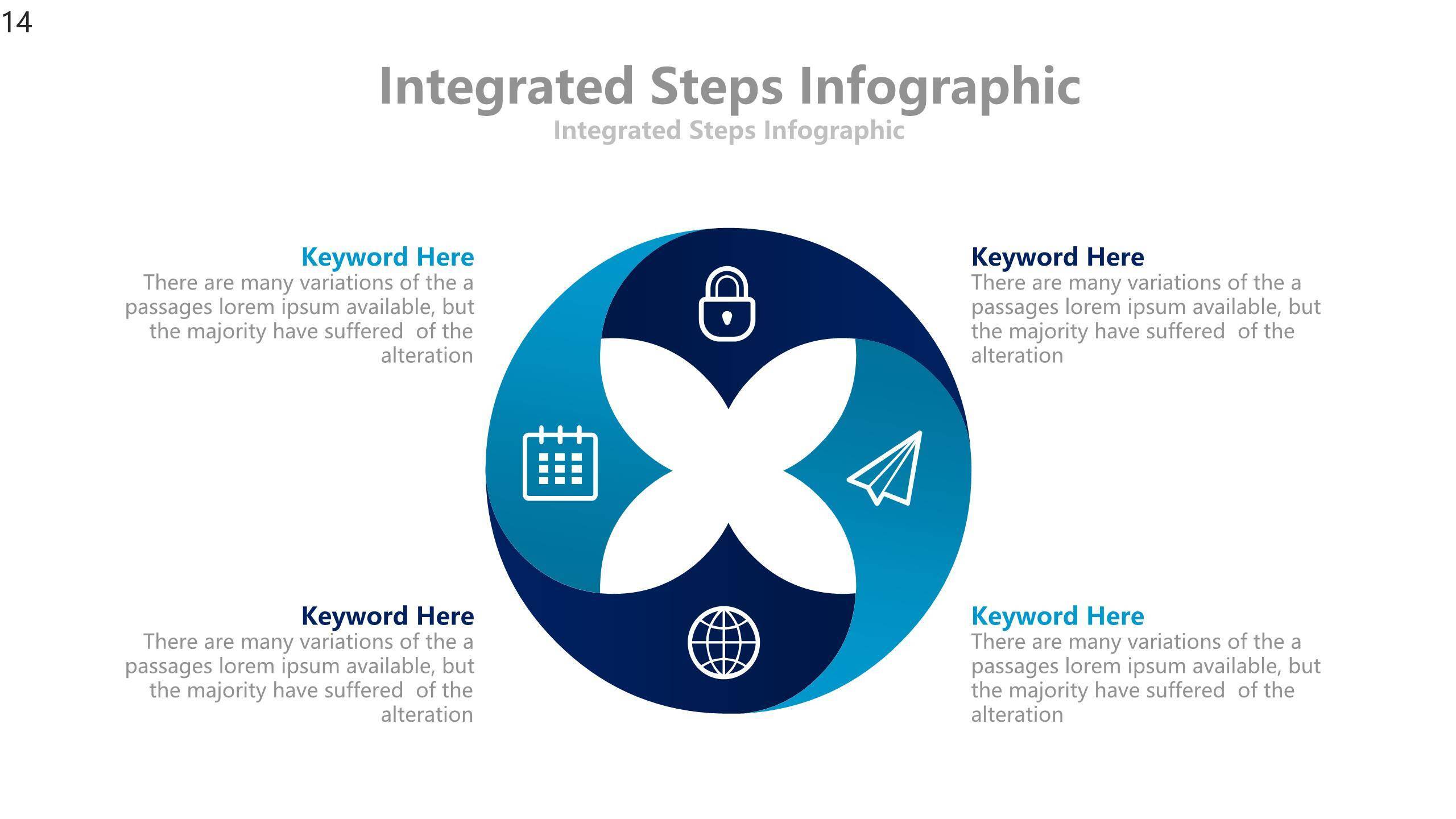蓝色扁平化流程图PPT图表模板5