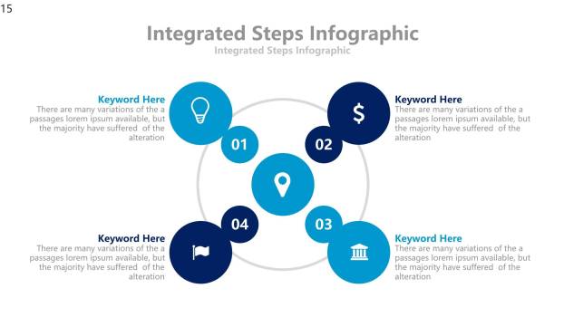 蓝色扁平化流程图PPT图表模板6