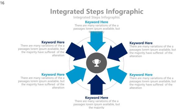 蓝色扁平化流程图PPT图表模板7