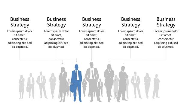蓝色扁平人物数据PPT图表模板1