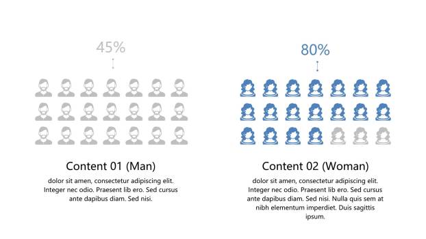 蓝色扁平人物数据PPT图表模板4