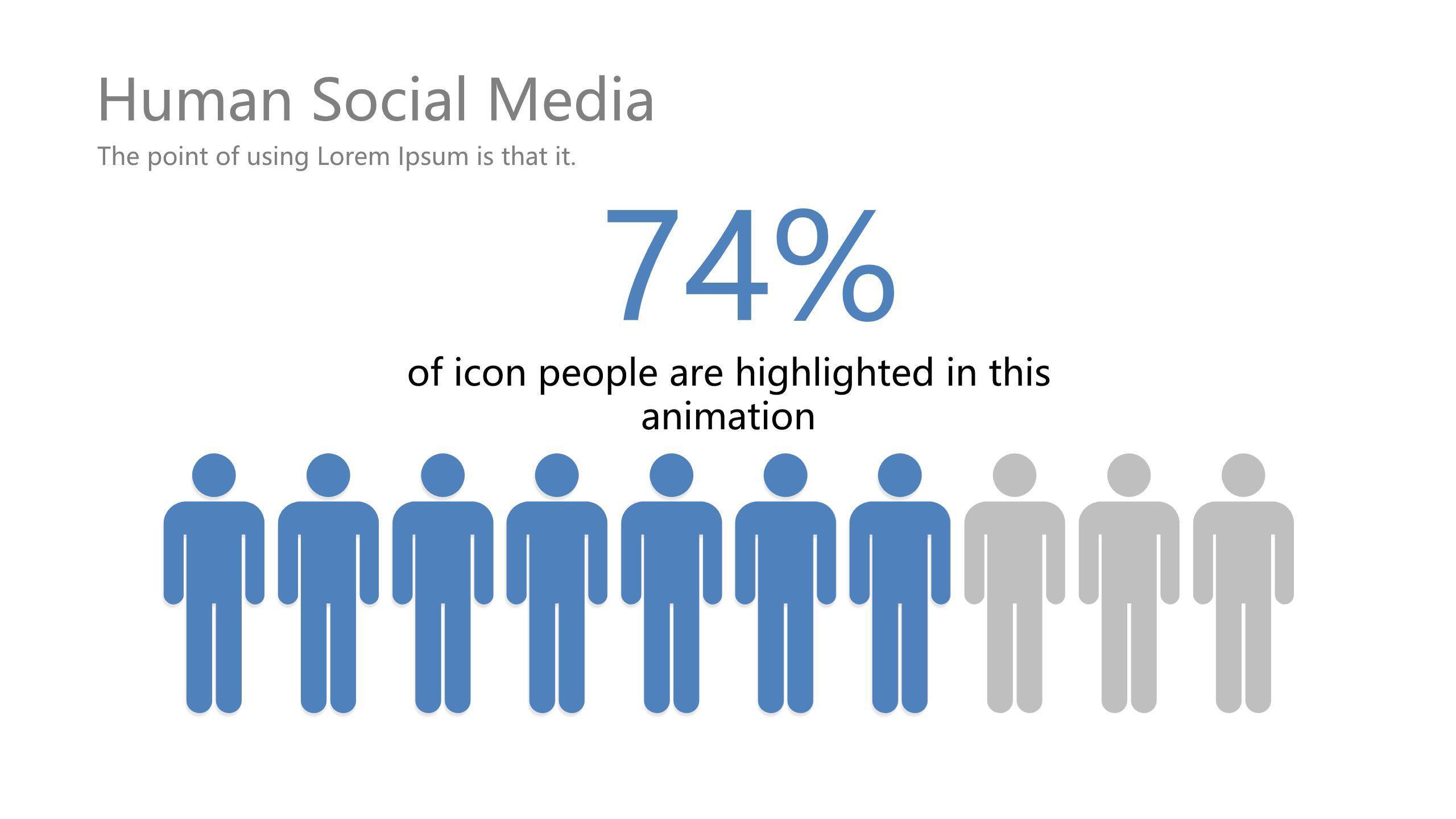 蓝色扁平人物数据PPT图表模板6