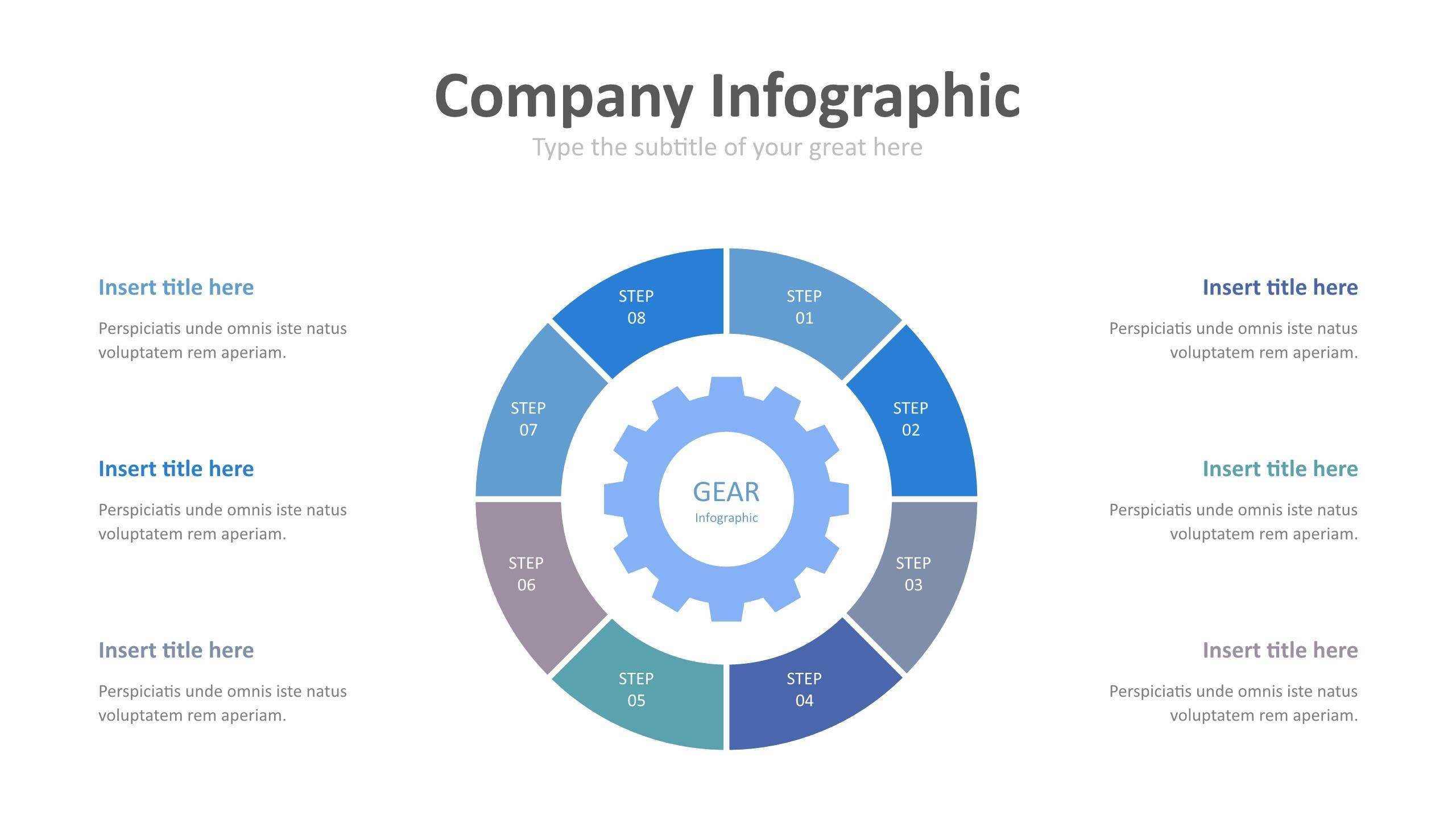 蓝色齿轮商务PPT图表模板2