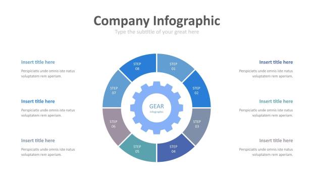 蓝色齿轮商务PPT图表模板2