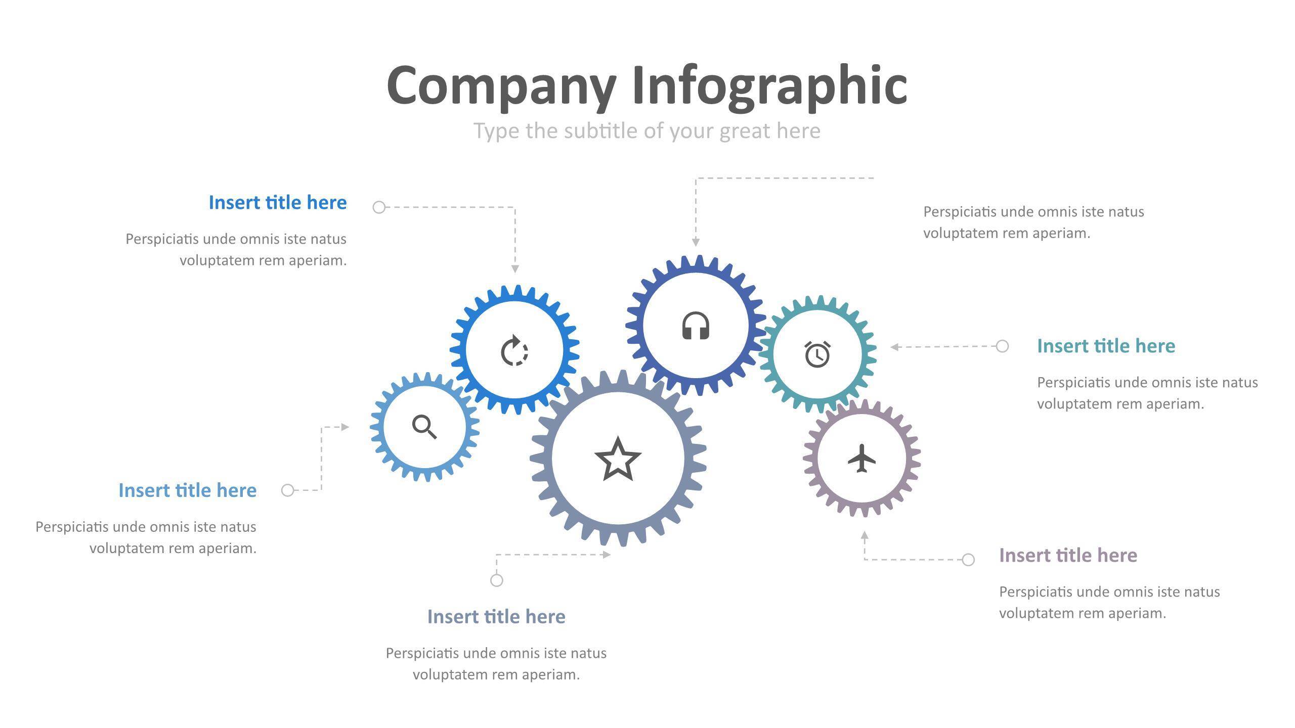 蓝色齿轮商务PPT图表模板3