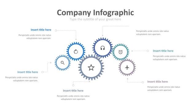蓝色齿轮商务PPT图表模板3