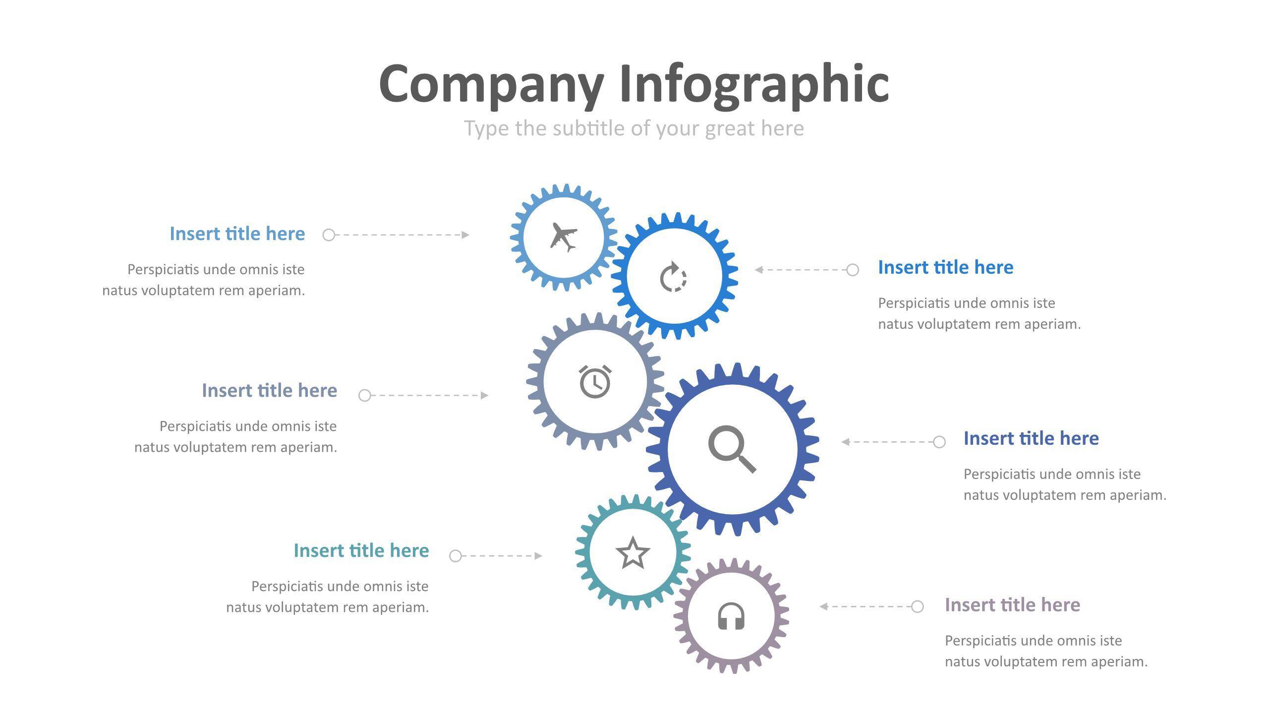 蓝色齿轮商务PPT图表模板4