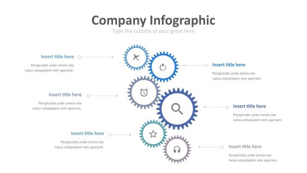 蓝色齿轮商务PPT图表模板4