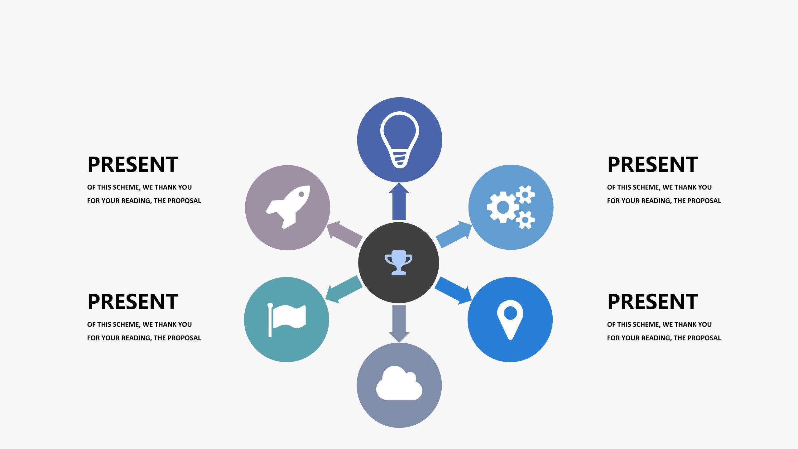 蓝色创意总分关系PPT图表模板9