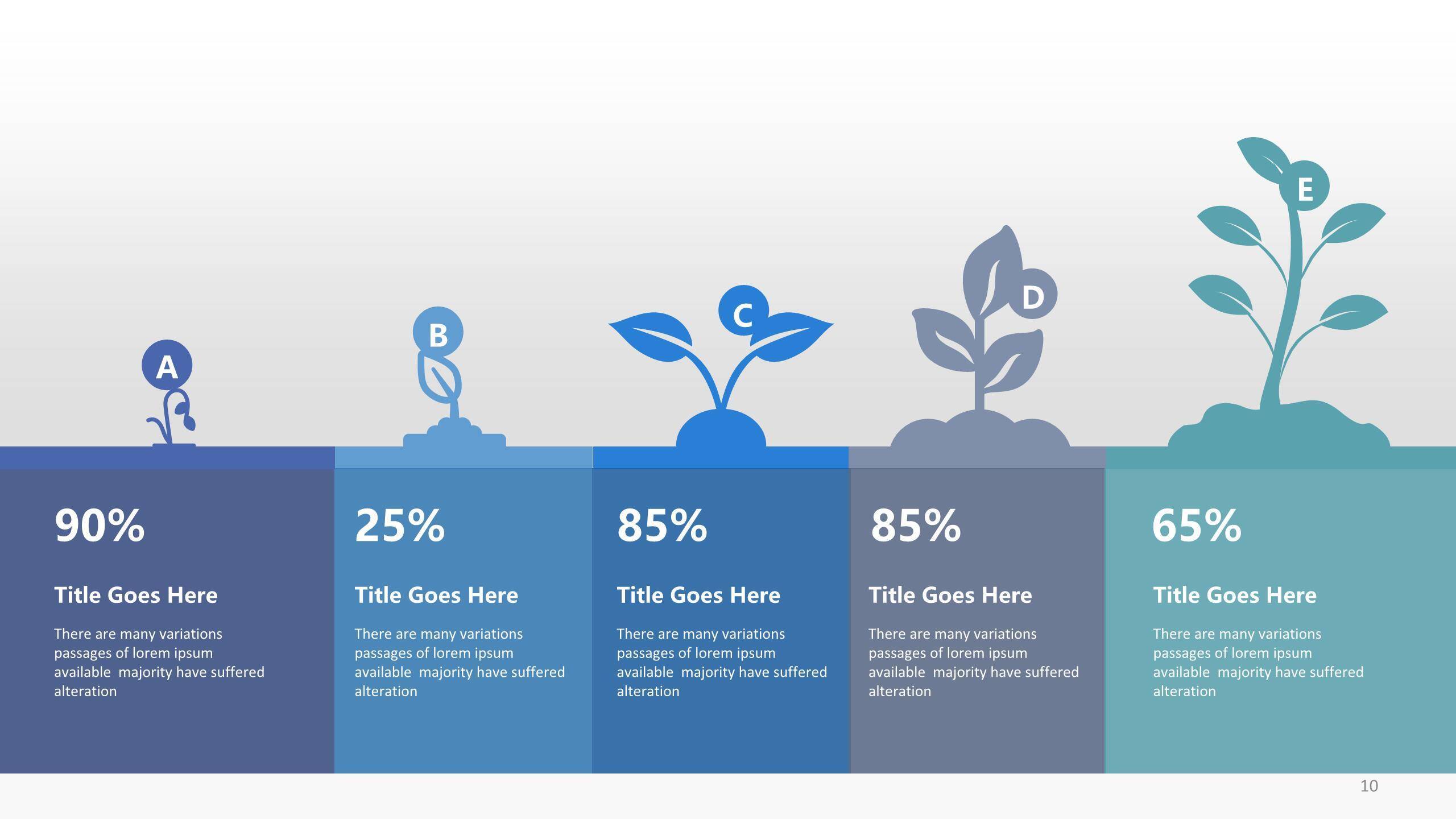 蓝色创意总分关系PPT图表模板1