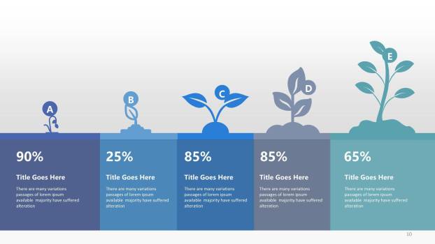 蓝色创意总分关系PPT图表模板1