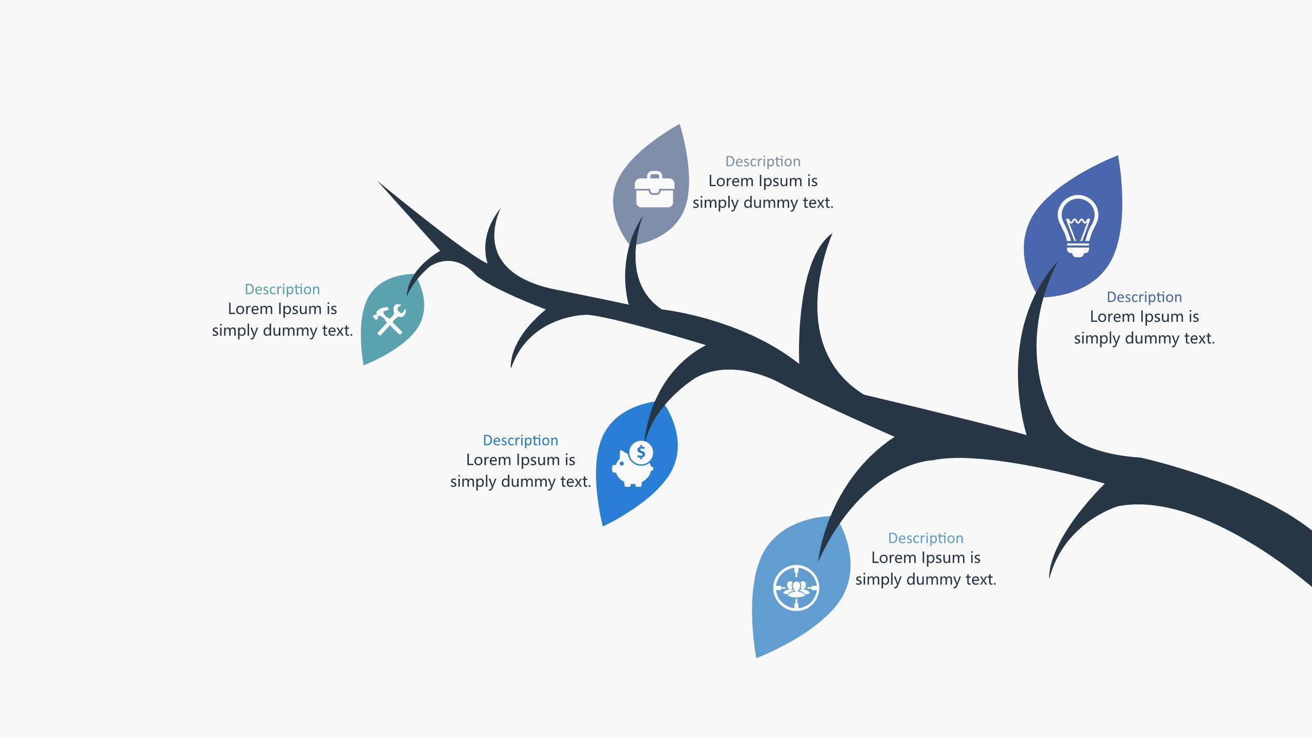 蓝色创意总分关系PPT图表模板3