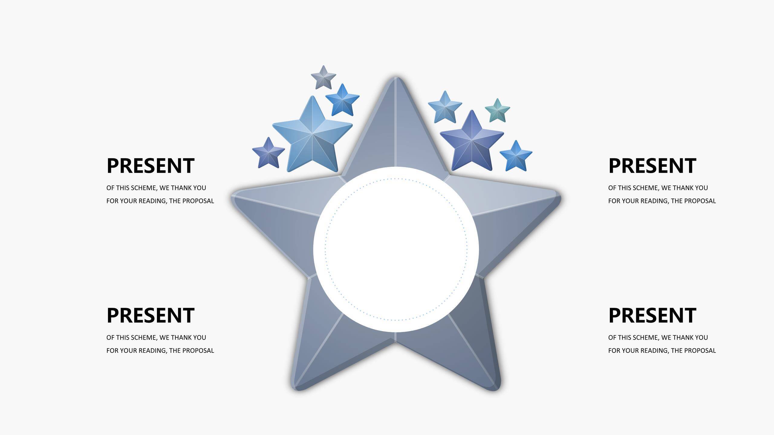 蓝色创意总分关系PPT图表模板4