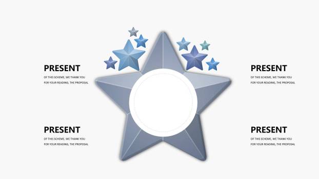 蓝色创意总分关系PPT图表模板4