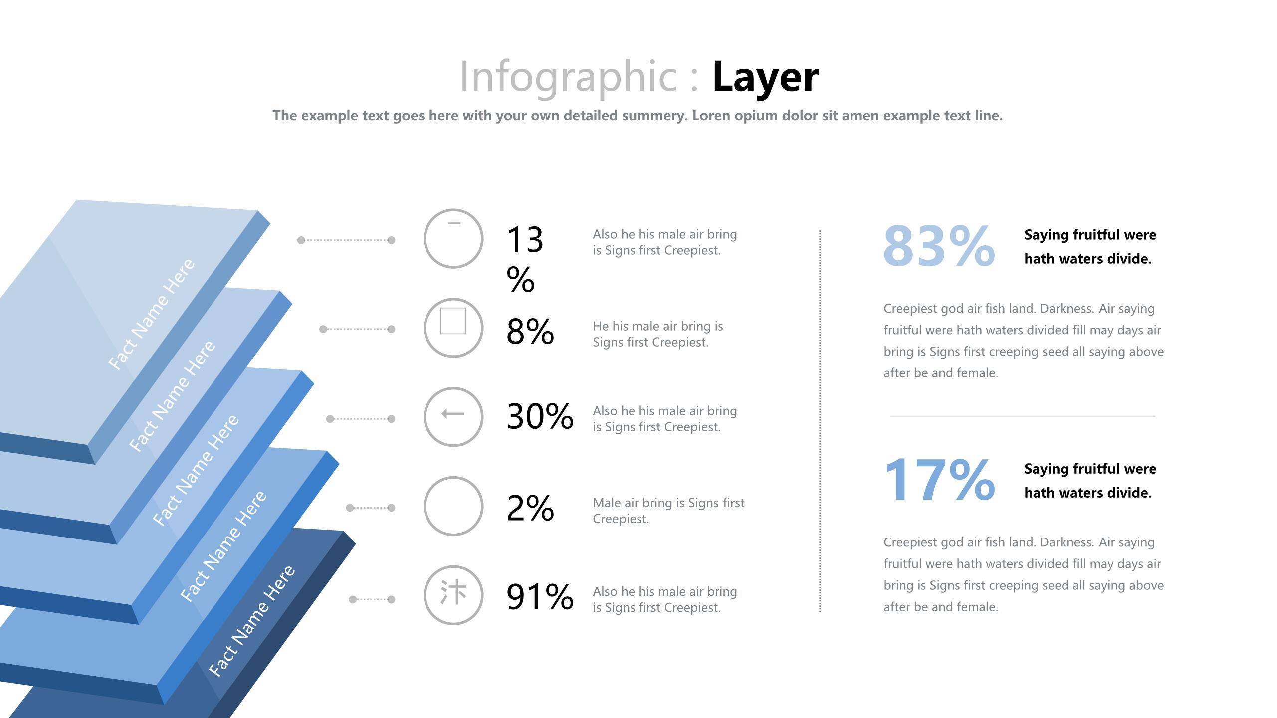 蓝色对比关系PPT图表模板2