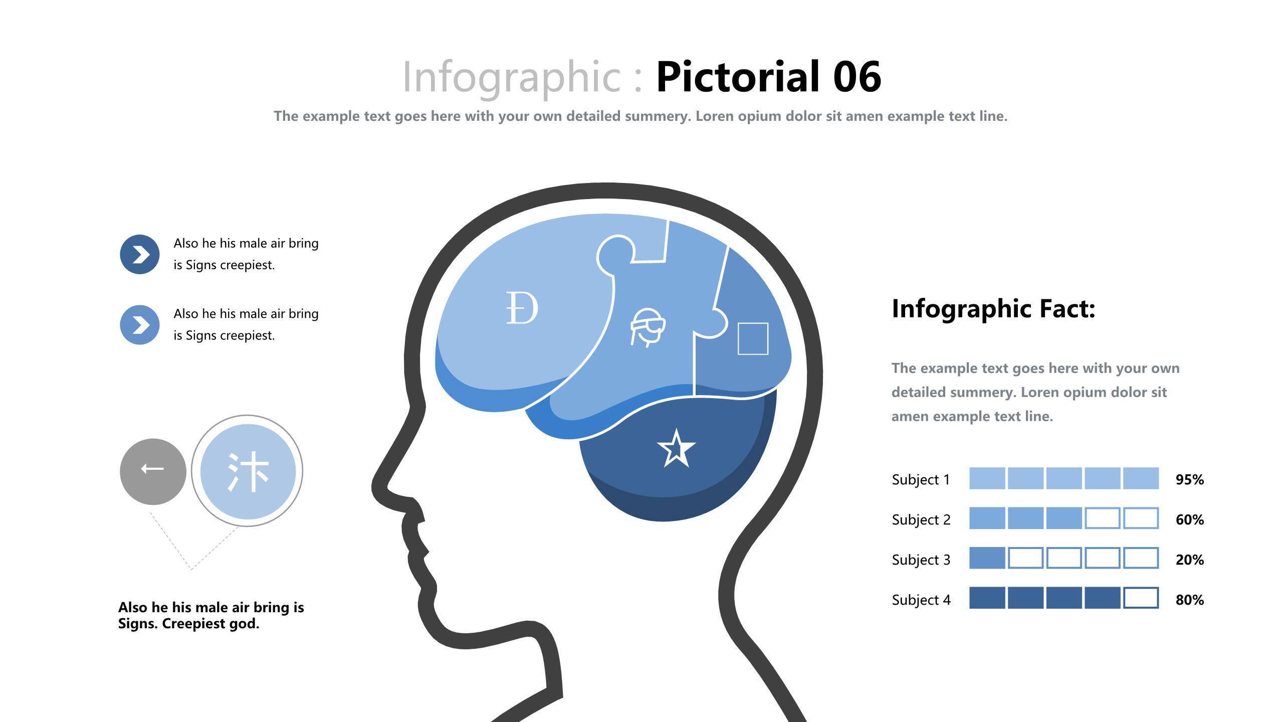 蓝色对比关系PPT图表模板3